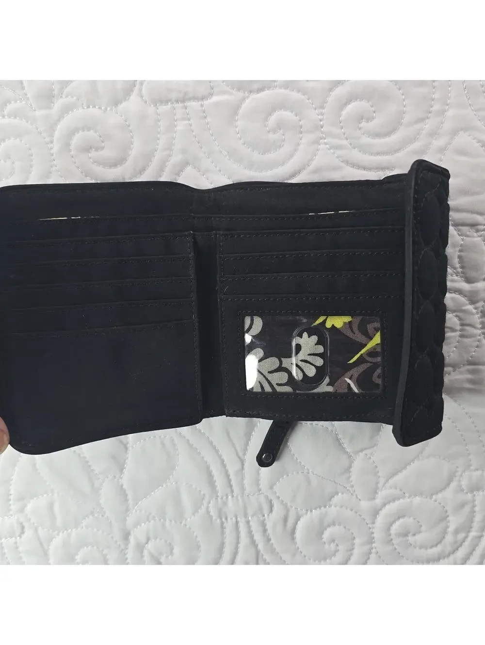 Vera Bradley Black Quilted Wallet with Floral Interior - Picture 3 of 4